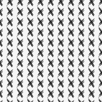Ink abstract cross seamless pattern. Background with artistic strokes in black and white sketchy style. Design element for backdrops and textile.