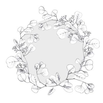 hand-drawing wreath with spring branches hand drawn illustration