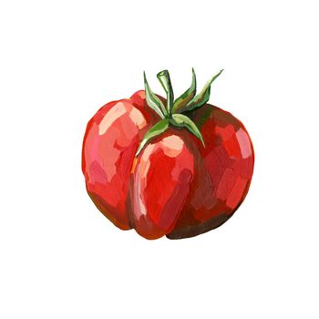 Isolated tomato. Artistic style illustration. Detailed vegetarian food sketch. Farm market product. Great for label, banner, poster