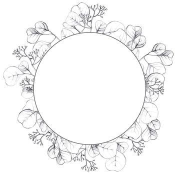 hand-drawing wreath with spring branches hand drawn illustration