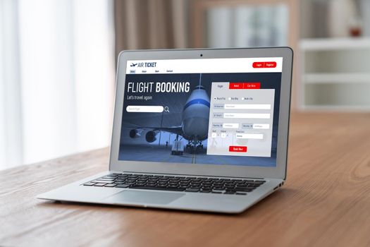 Online flight booking website provide modish reservation system . Travel technology concept .