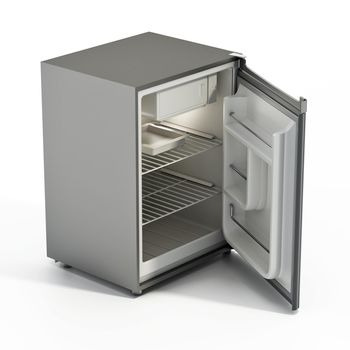 Mini refrigerator isolated on white background. 3D illustration.