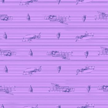 Violet stripe with hand drawn sailboats seamless pattern nautical mood ,Design for fashion , fabric, textile, wallpaper, cover, web , wrapping and all prints
