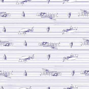 Monochrome stripe with hand drawn sailboats seamless pattern nautical mood ,Design for fashion , fabric, textile, wallpaper, cover, web , wrapping and all prints