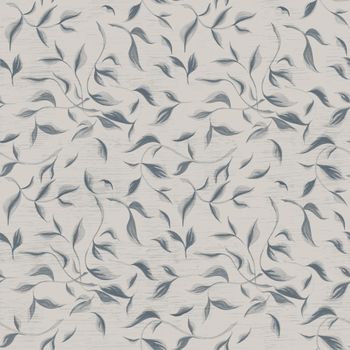 Seamless leaf pattern. Gray background made with feit-tip pens and marker. Trendy scandinavian design concept for fashion textile print. Nature illustration.