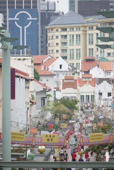 Singapore China town 1 june 2022.Chinatown with Chinese buildings, restaurants.