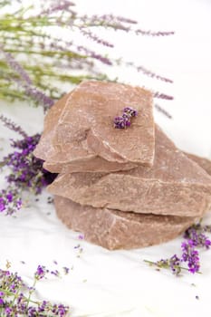 Podium stones for cosmetics place. Selective focus. Nature.