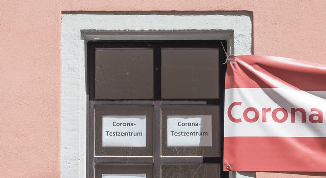 Corona Testzentrum translation Covid Test Centre in Nuernberg, Germany