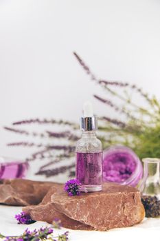 Spa cosmetics with lavender extract. Selective focus. Spa.