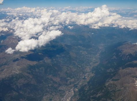 Aerial view of the Alps mountain range