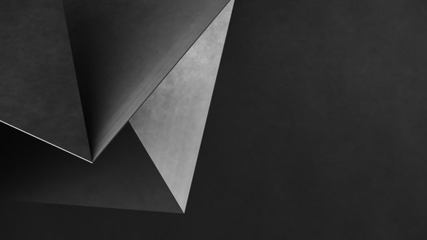 Abstract gray geometric shapes of triangles paper. Concrete gray background. 3d Rendering.