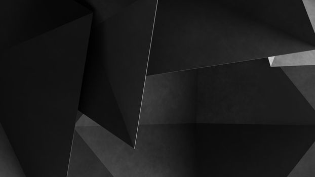 Dark gray geometric background. 3d Rendering.