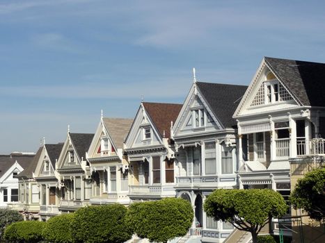 Row of Painted Ladies houses of San Francisco in California. 