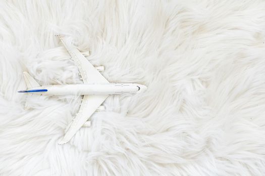 toy plane on white background with copy space