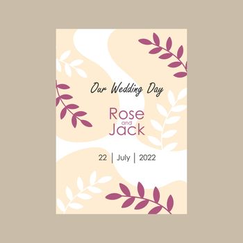 Wedding floral card. Vector invitation. Save the Date cover, modern poster, trendy design