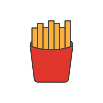 Fast food, french fries, fries icon. Vector illustration, flat design on white