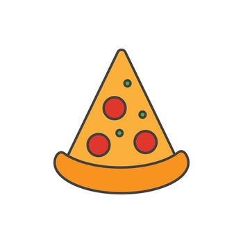 Pizza slice icon vector. Simple cartoon icon on white. Food concept, fast food, menu