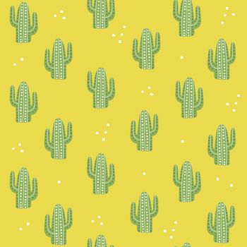 Seamless pattern made with cute green cacties. Cute funny cactus print for texture and textile. Abstract vector illustration. Handdrawn style