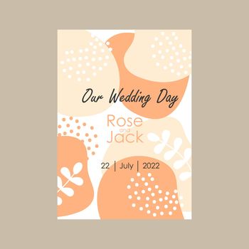 Wedding floral card. Vector invitation. Save the Date cover, modern poster, trendy design