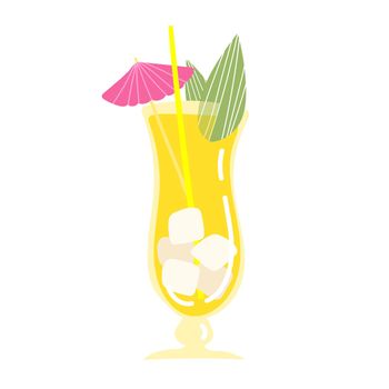 Cocktail icon. Cocktail glass with drink icon for menu. Simple hand drawn logotype template. Vector illustration. Summer drink with umbrella