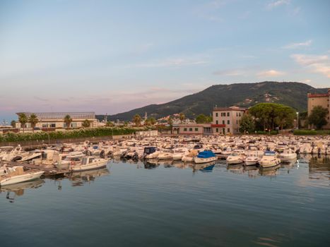 Panoramic view of La Spezia at sunset