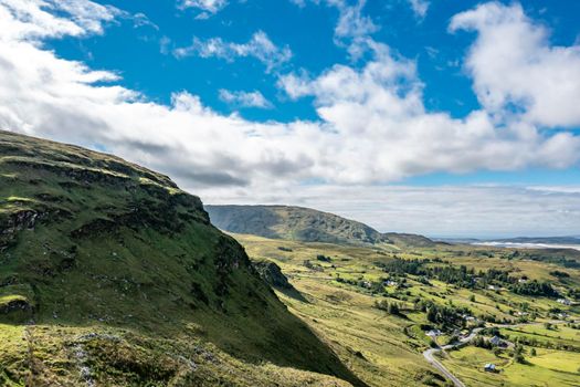 Aerial view of the Altnadewon mountain between Ardara and Killybegs in County Donegal - Republic of Ireland.