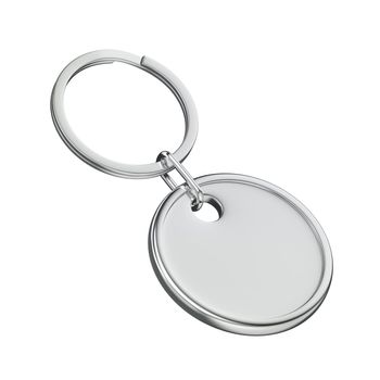 Round silver keychain isolated on white background