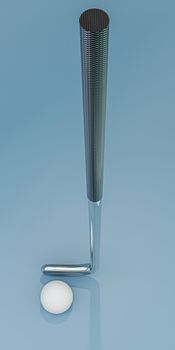 golf club isolated on blue background 3d illustration