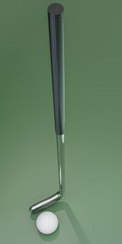 golf club isolated on green background 3d illustration