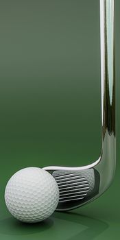 golf club isolated on green background 3d illustration