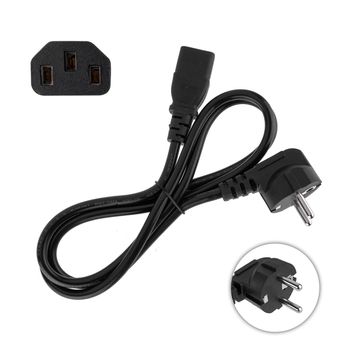 220 volt power cord with plug and connector for a computer power supply on a white background