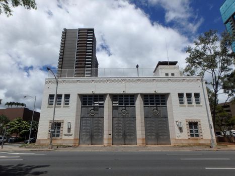 Honolulu Fire Department - Central Station -  Station 1 Historic Art Deco building, built 1934.  architect C.W. Dickey.