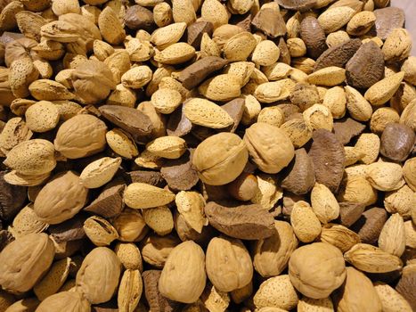 Natural background made from different kinds of nuts