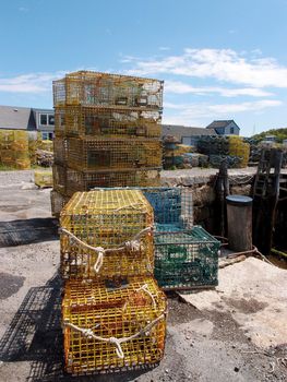 Lobster traps in fishing village of Rockport, Massachusetts