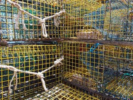 Lobster traps in fishing village of Rockport, Massachusetts