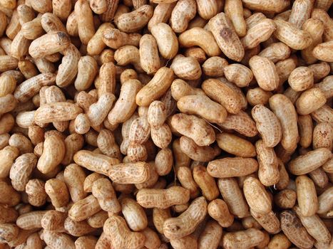 Many peanuts in shells for sale at Farmers Market in Honolulu, Hawaii.