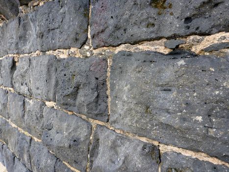 Close-up of a old Cemented lava stone wall on the Oahu, Hawaii.