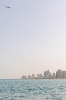 Tel Aviv skyline. A view from the water of the old Yaffa Port. High quality photo