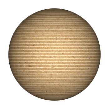 brown corrugated cardboard sphere over white background
