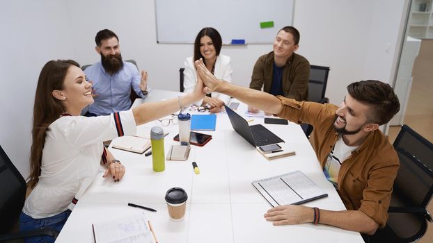 Corporate business team and manager in a meeting at IT company office