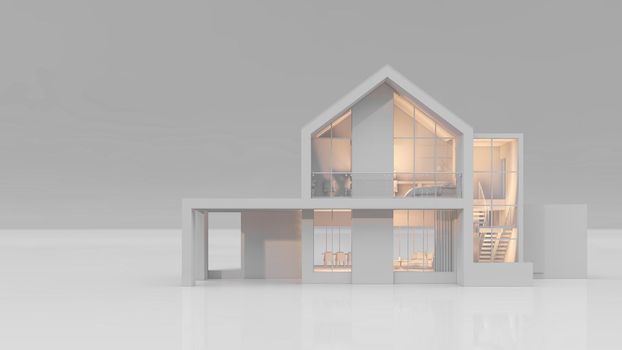 3D rendering illustration of modern house