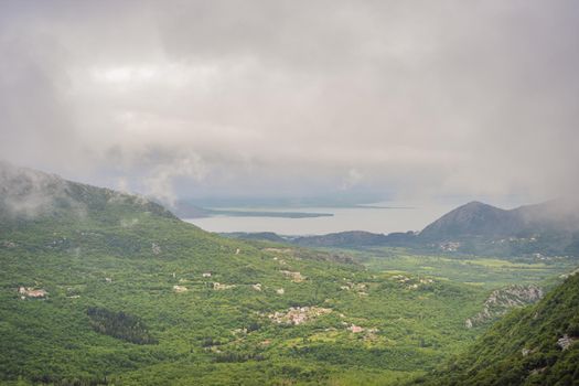 Beautiful view of the mountains of Montenegro and Skadar lake.