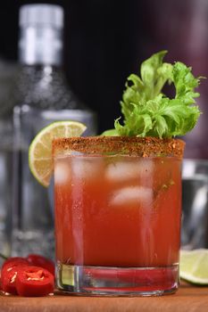 Michelada the Mexican Bloody Mary. Made with tequila, spicy sauce, served over ice in a glass of celery with a peppery rim, garnished with a stalk of celery and a wedge of lime. Drinks and cocktails with hot sauce, add some spice to your life