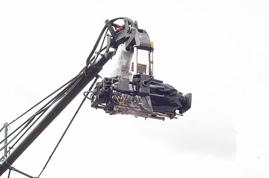 camera on the operator's crane on white background