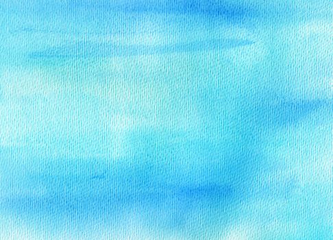 Hand Painted Watercolor Sky and Clouds. Sea, Ocean and Water Abstract Watercolor Background. Blue Backdrop.