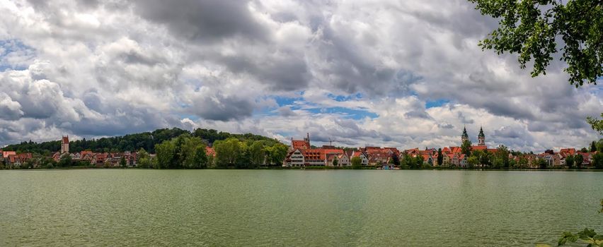 Amazing panoramic view of the town and lake in Bad Waldsee, Germany