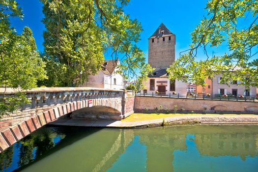 Town of Strasbourg canal and architecture colorful view, Alsace region of France