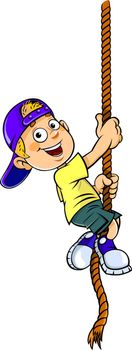 Color illustration of a cartoon swinging on a rope.