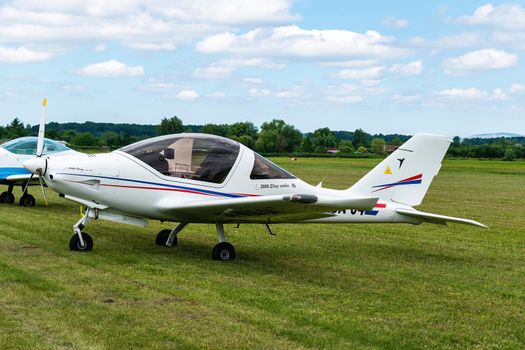 Breclav, Czech Republic - July 02, 2022 Aviation Day. TL-2000 Sting, ultra-light, small sports aircraft at Breclav airport