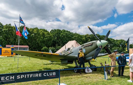Breclav, Czech Republic - July 02, 2022 Aviation Day. Supermarine spitfire Spitfire club Czech Republic. aircraft of 312 Squadron RAF